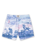 Light Blue Palms Volley Swimtrunk back