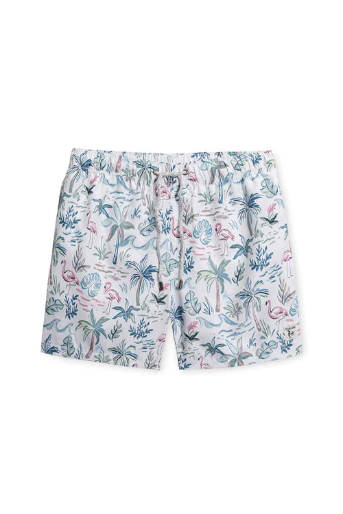 White Sketch Volley Swimtrunk