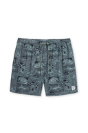 Black Perforated Printed Swimtrunk