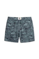 Black Perforated Printed Swimtrunk back