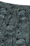 Black Perforated Printed Swimtrunk detail