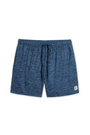 Navy Perforated Printed Swimtrunk