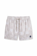 Tan Perforated Printed Swimtrunk