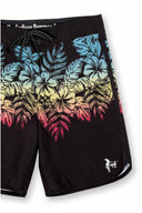 Black Printed Hibiscus Boardshort detail