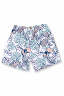 White Tropical Boys Swim Trunk back