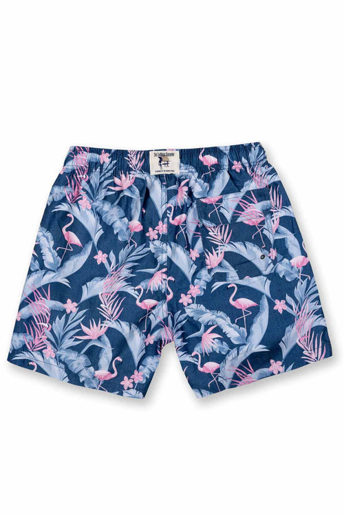 Navy Tropical Boys Swim Trunk back