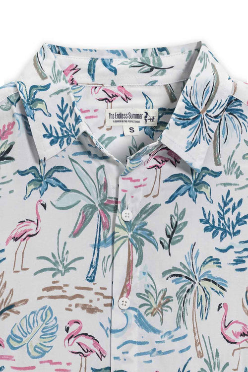 White Sketch Rayon Shirt detail