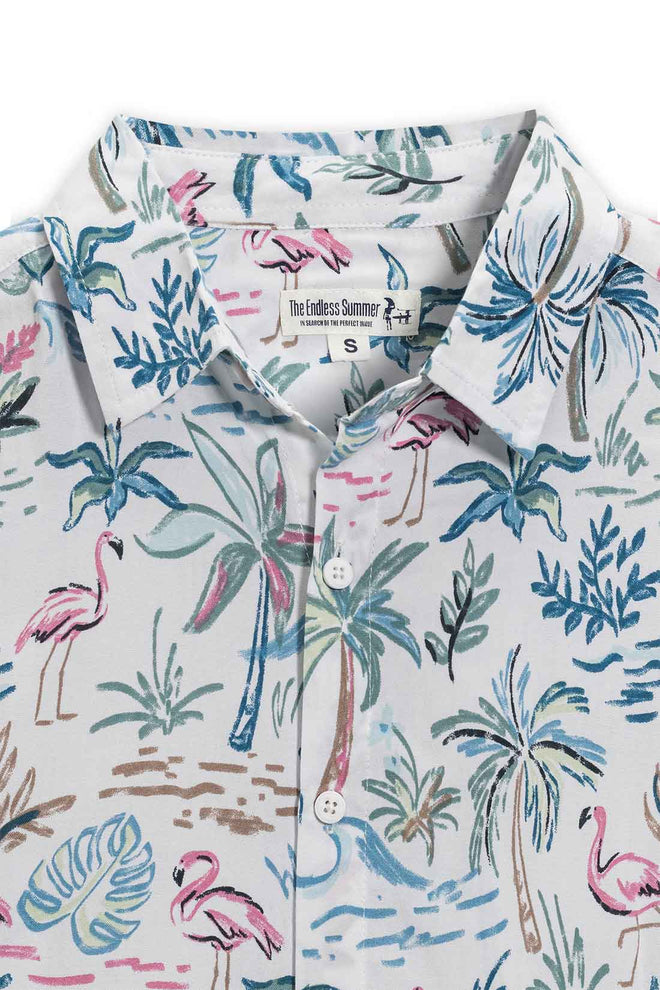 White Sketch Rayon Shirt detail