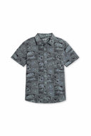 Black Perforated Printed Shirt