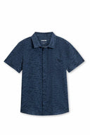 Navy Perforated Printed Shirt