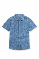 Lt Blue Perforated Printed Shirt