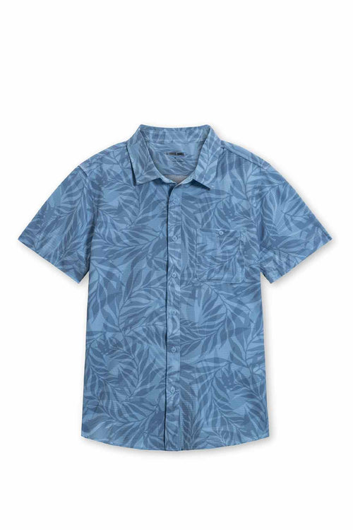 Lt Blue Perforated Printed Shirt