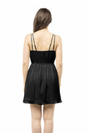 Carolina Black Satin Dress back