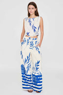Blue Tropical Print Pants Set