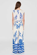 Blue Tropical Print Pants Set back