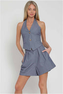 Lily Grey Vest Shorts Set