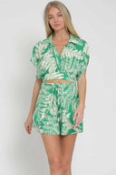 Green Printed Shorts Set