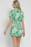Green Printed Shorts Set back