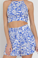 Harper Blue Printed Shorts Set detail