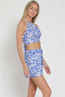 Harper Blue Printed Shorts Set side