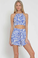 Harper Blue Printed Shorts Set