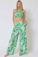 Green Printed Pants Set front