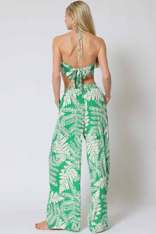 Green Printed Pants Set back