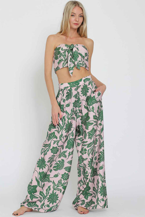 Pink Green Tube Pants Set