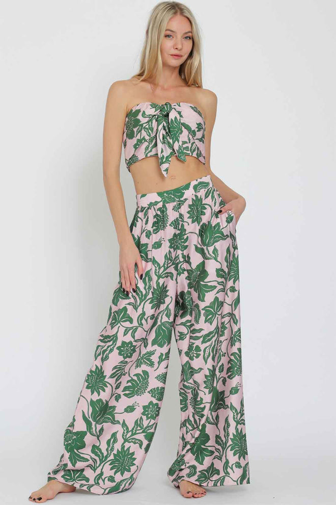 Pink Green Tube Pants Set