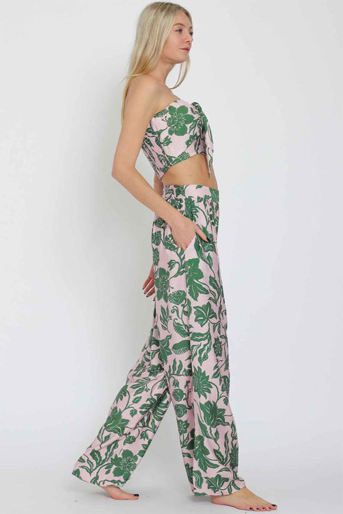 Pink Green Tube Pants Set side