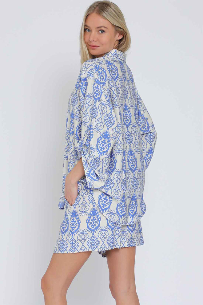 Ivory Blue Shorts Set side