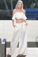 White Ruffle Pants Set front