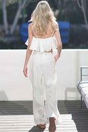 White Ruffle Pants Set back