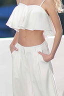 White Ruffle Pants Set details