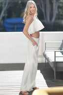 White Ruffle Pants Set side
