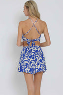 Blue Printed Skort Set back