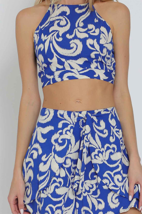 Blue Printed Skort Set detail