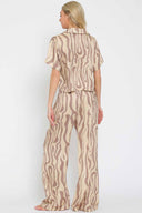 Beige Printed Pants Set back