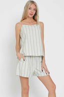 Sage Striped Tie Back Shorts Set