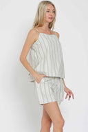 Sage Striped Tie Back Shorts Set side