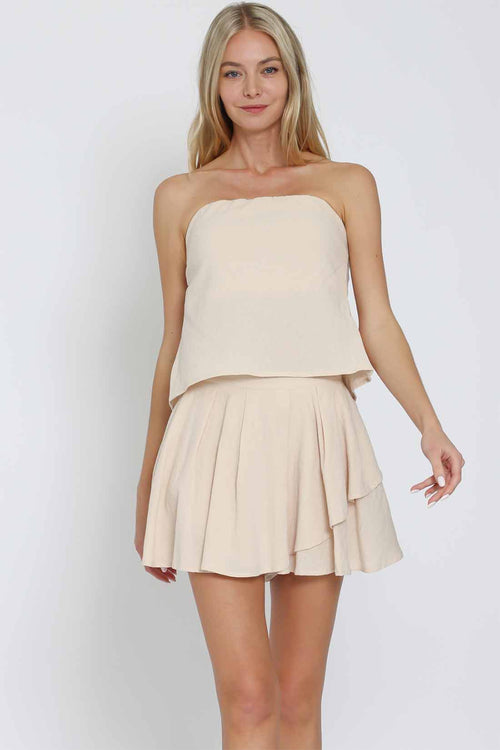 Beige Tube Skort Set