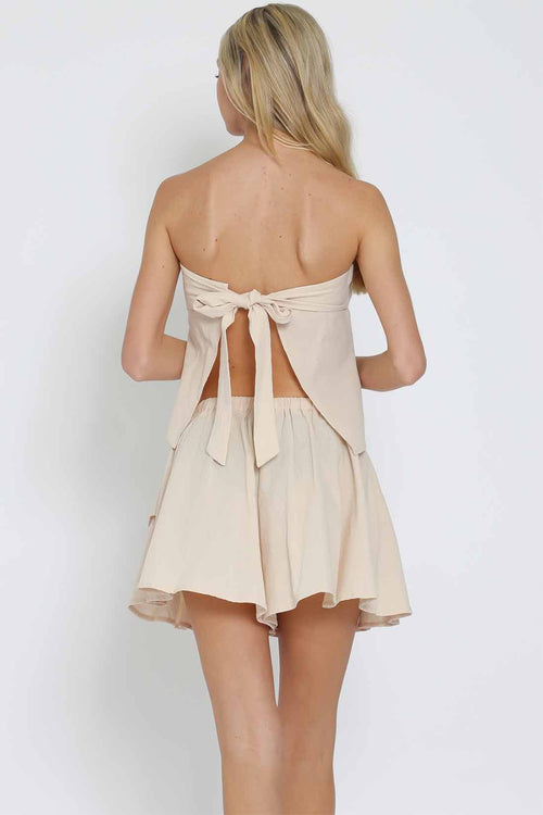 Beige Tube Skort Set back