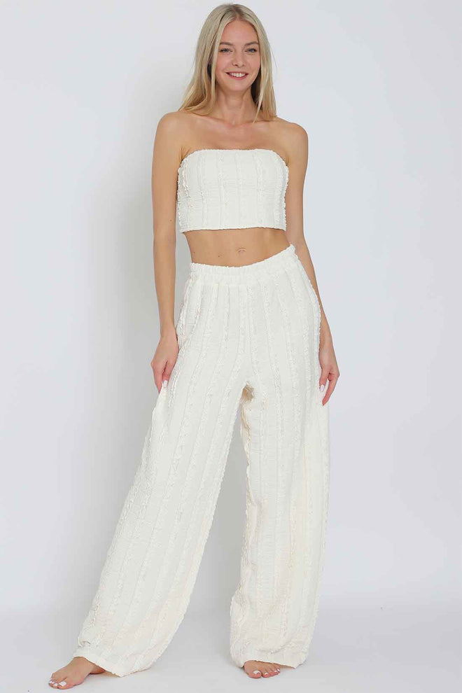 Ivory Tube Lace Pants Set