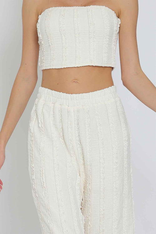 Ivory Tube Lace Pants Set details