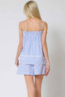 Blue Striped Shorts Set back