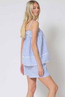 Blue Striped Shorts Set side