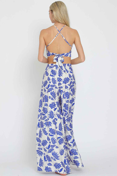 Printed Halter Pants Set back