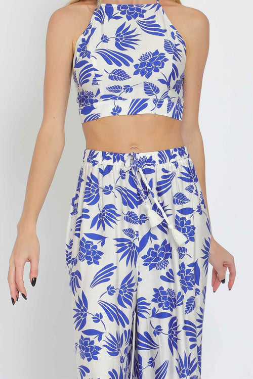 Printed Halter Pants Set details