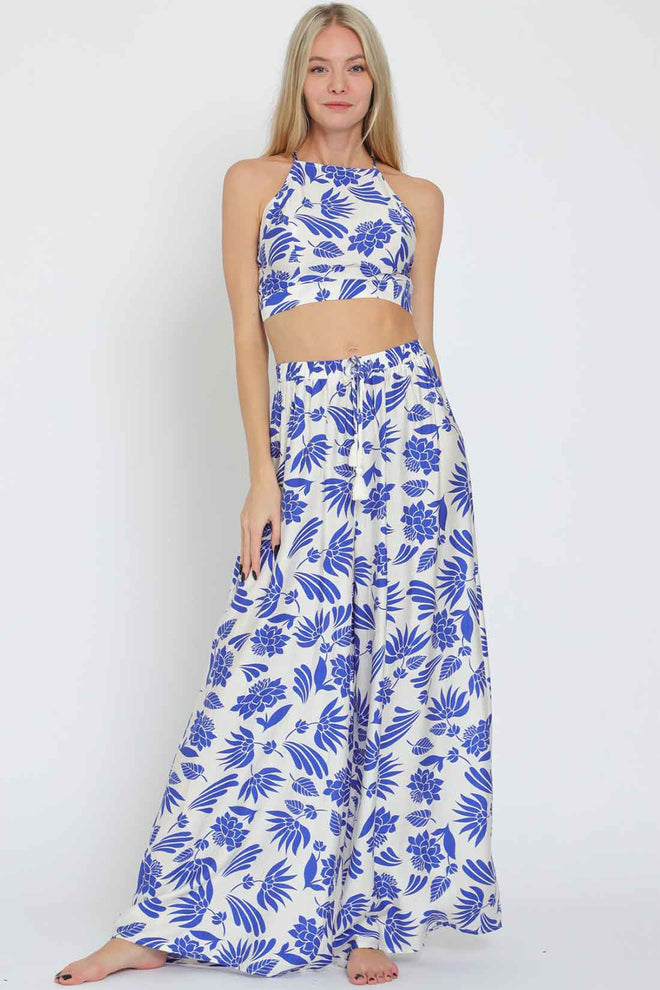 Printed Halter Pants Set