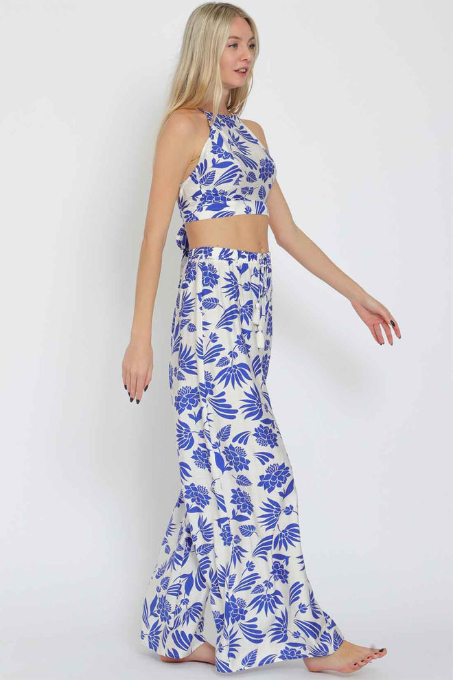 Printed Halter Pants Set side